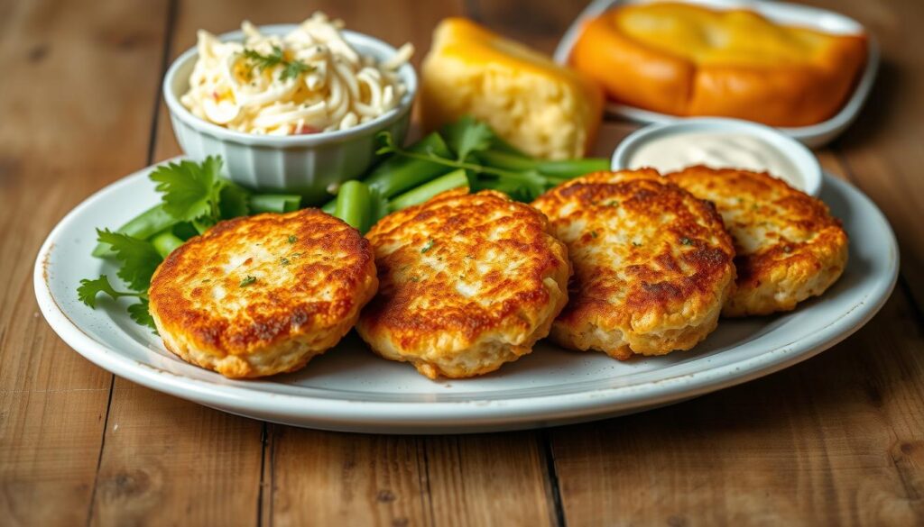 Salmon Patties with Side Dishes