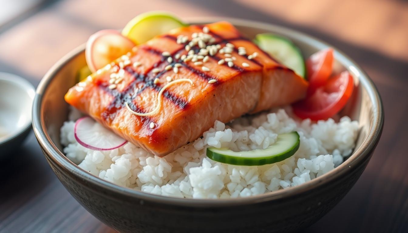 salmon rice bowl